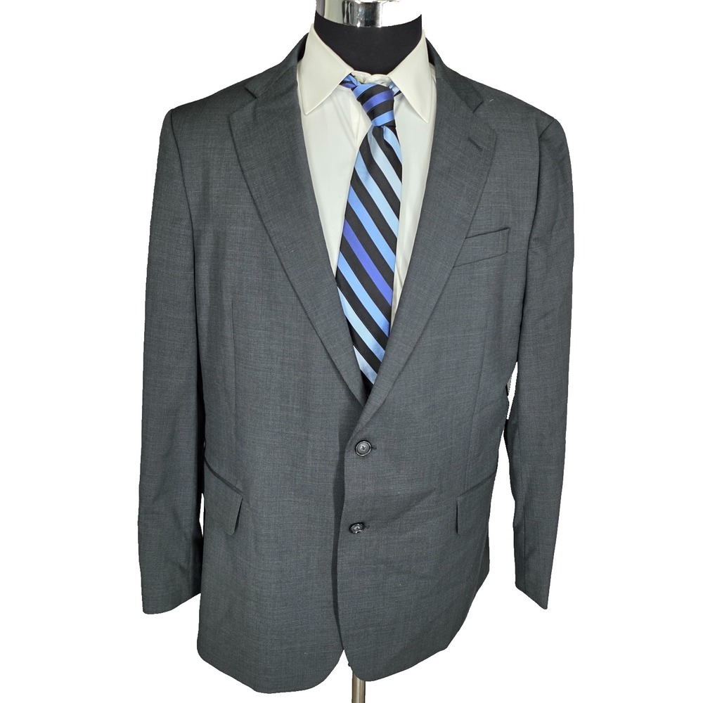 Stafford Blazer Mens 46R Gray Classic Fit Sports Coat Jacket 2 B Wool Blend
